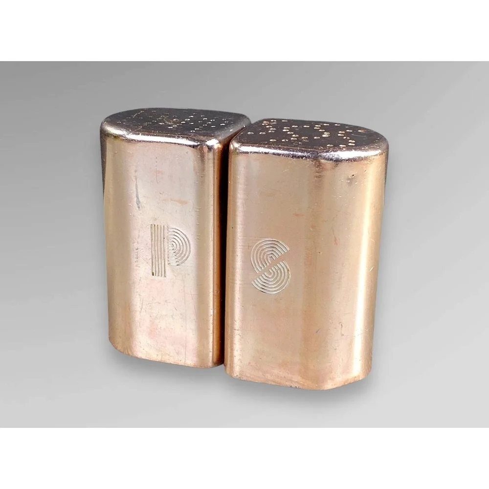 MCM Copper Look Aluminum‎ Salt Pepper Shakers Possibly Mirro